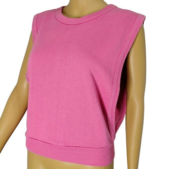 1990s Vintage Pink Sleeveless Top Open Sides Sweatshirt Size Small - Picture 3 of 6